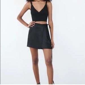 NWT - Zara Black Satin Effect Skirt